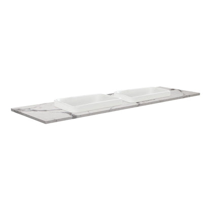 Sarah Calacatta Marble 1500 Semi-Inset Basin-Top, Double Bowl, No Tap Hole
