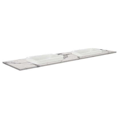 Sarah Calacatta Marble 1800 Semi-Inset Basin-Top, Double Bowl, No Tap Hole