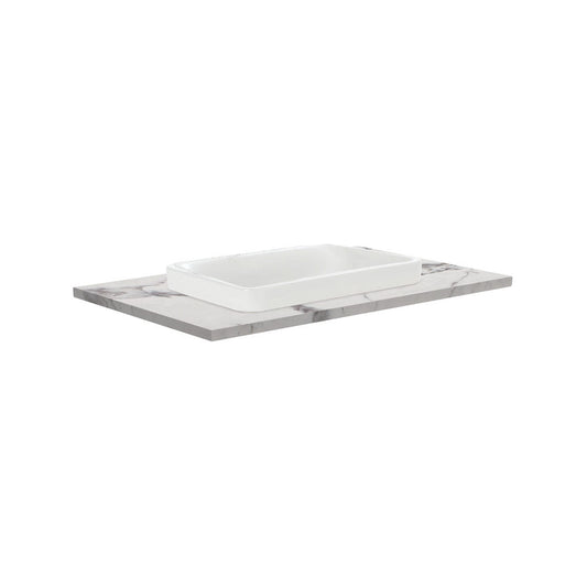SARAH Semi Inset CALACATTA MARBLE 750mm Basin Top Only NTH