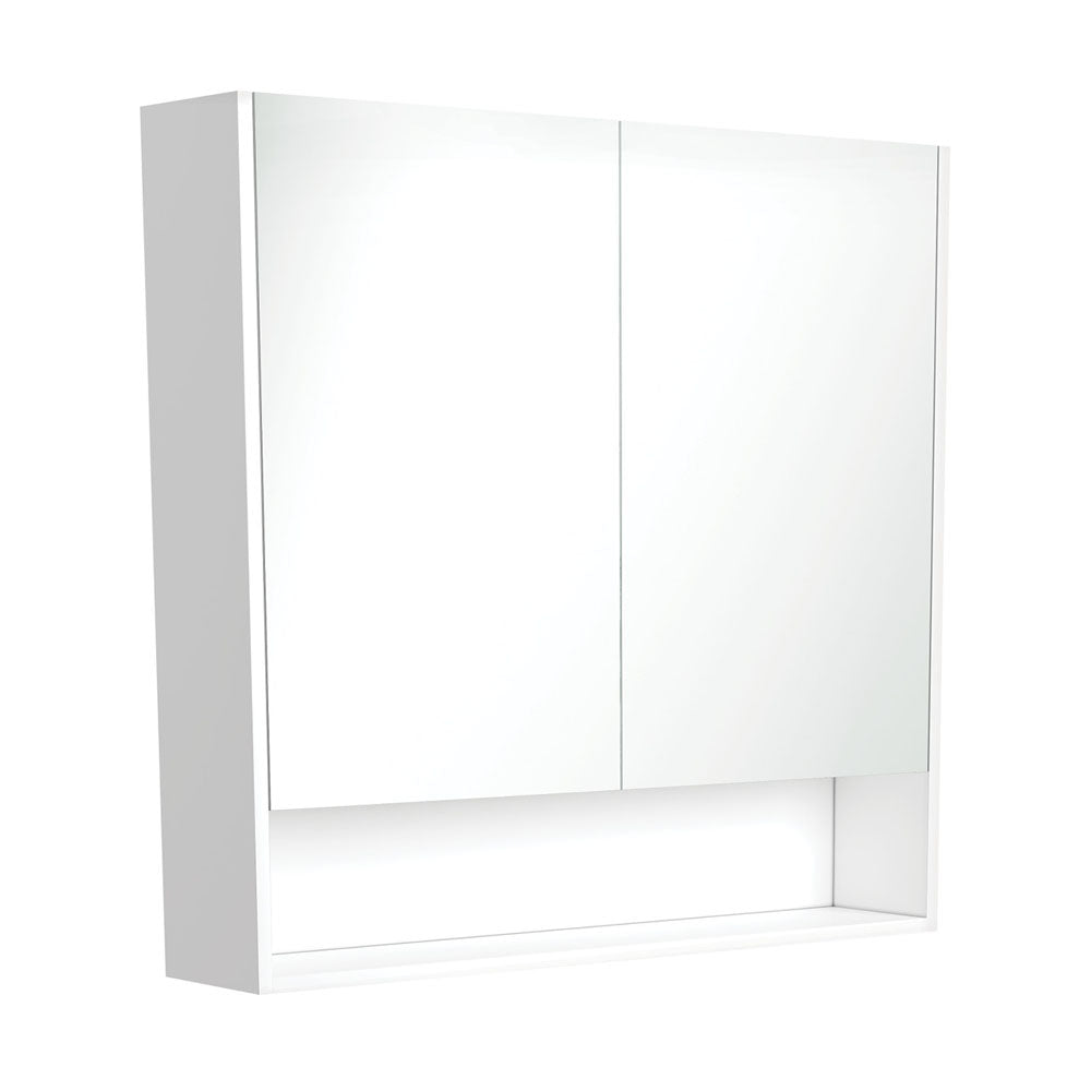900 Mirror Cabinet with Display Shelf, Satin White