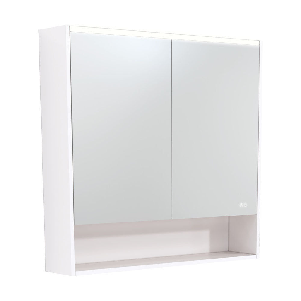 900 LED Mirror Cabinet with Display Shelf, Gloss White