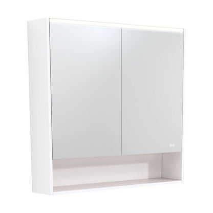 900 LED Mirror Cabinet with Display Shelf, Gloss White
