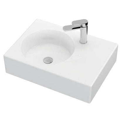 REBA Ceramic Wall Hung Basin Left Hand Bowl with overflow 1TH 600x425x168mm