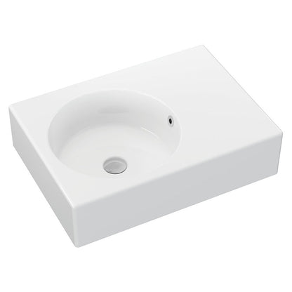 REBA Ceramic Wall Hung Basin Left Hand Bowl with overflow NTH 600x425x168mm