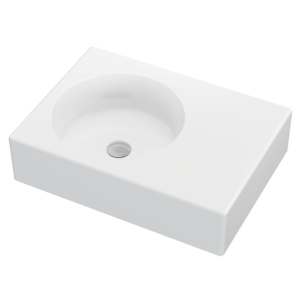 REBA Ceramic Wall Hung Basin Left Hand Bowl with overflow NTH 600x425x168mm