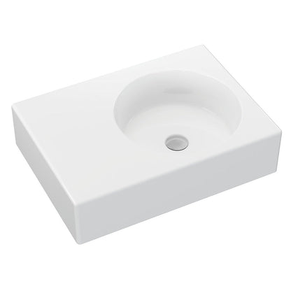 REBA Ceramic Wall Hung Basin Right Hand Bowl with overflow NTH 600x425x168mm