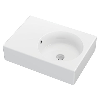 REBA Ceramic Wall Hung Basin Right Hand Bowl with overflow NTH 600x425x168mm