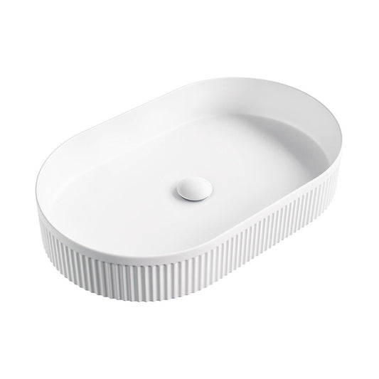 Eleanor Oval Above Counter Fluted Basin, Matte White