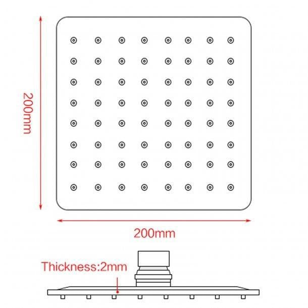 Super-slim Square Rose Gold Rainfall Shower Head 200mm