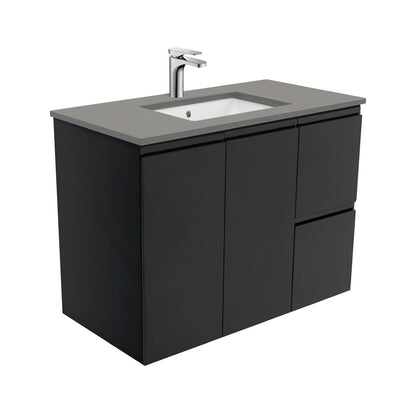Sarah Dove Grey Undermount 900 Fingerpull Satin Black Wall-Hung Vanity