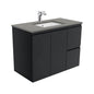 Sarah Dove Grey Undermount 900 Fingerpull Satin Black Wall-Hung Vanity
