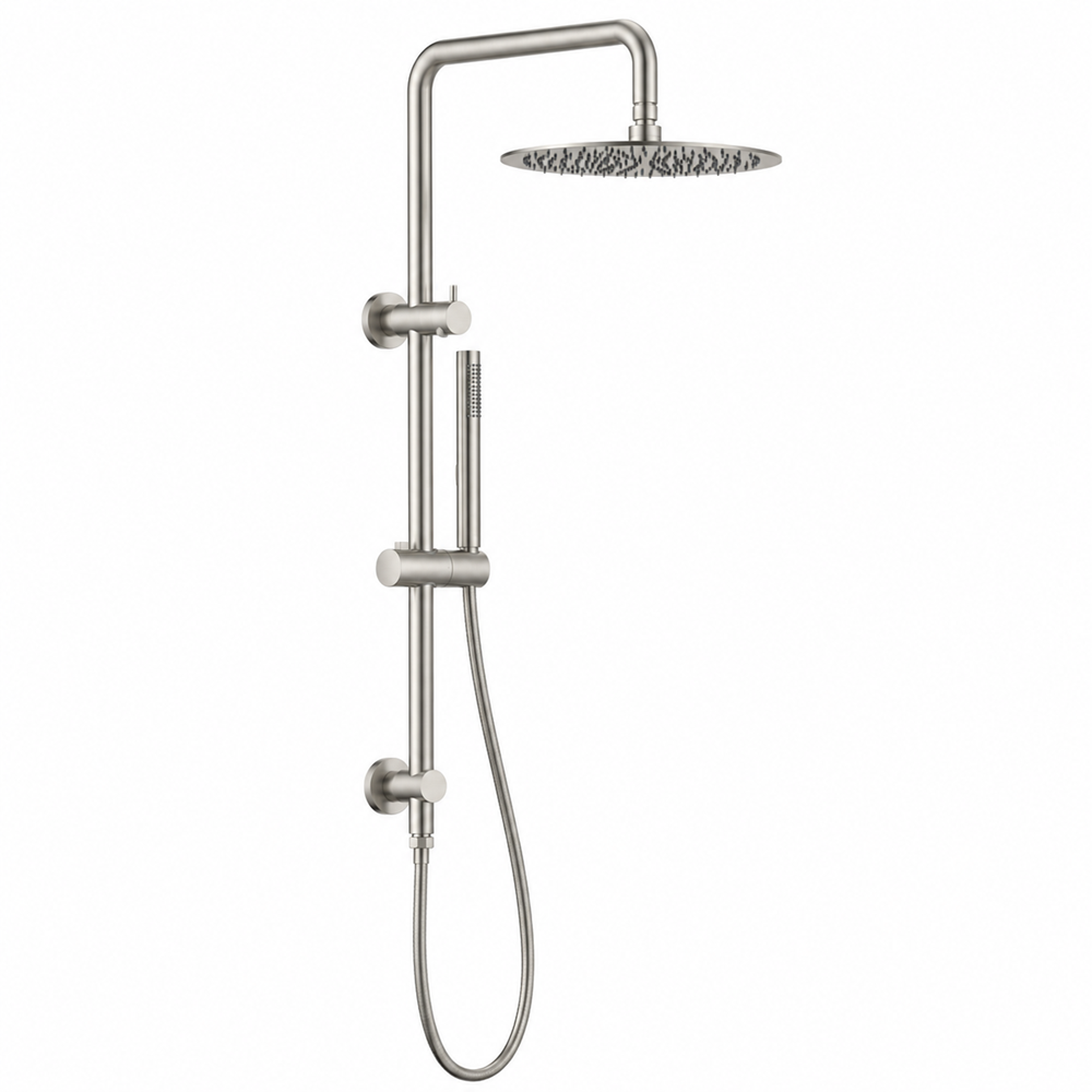 Right Angle Round Shower Station Top Inlet 250mm SS Head NO HANDHELD