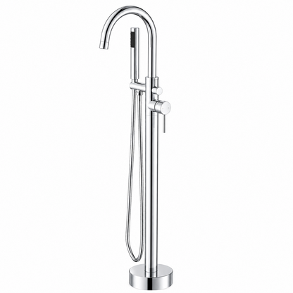 Round Freestanding Bath Mixer With Handheld Shower
