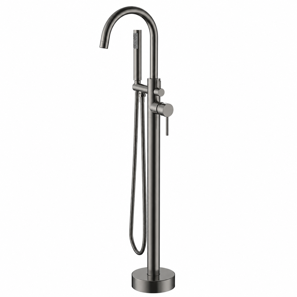 Round Freestanding Bath Mixer With Handheld Shower