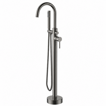 Round Freestanding Bath Mixer With Handheld Shower