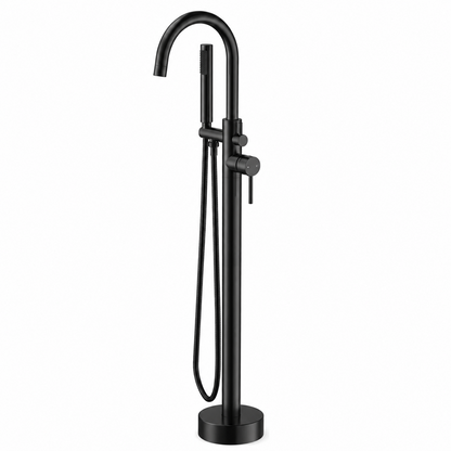 Round Freestanding Bath Mixer With Handheld Shower