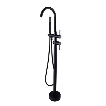 Round Freestanding Bath Mixer With Handheld Shower