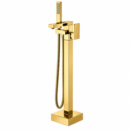 Square Freestanding Bath Mixer with Handheld Shower