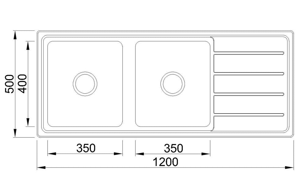 Stainless Steel Sink - Double Bowl & Single Drainer - Laser Edge - R12 Corners