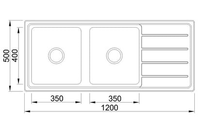 Stainless Steel Sink - Double Bowl & Single Drainer - Laser Edge - R12 Corners