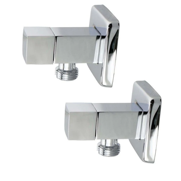 Bathroom Square 1/4 Turn Washing Machine Stop Taps (One Pair)