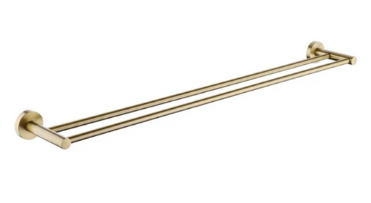 LUCID PIN Series Round Brushed Yellow Gold Double Towel Rack Rail 750mm