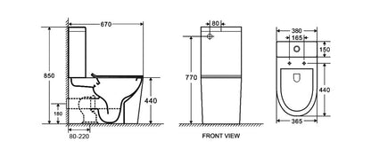 T2125A - Back to Wall RIMLESS Toilet Suite