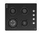60cm Gas Cooktop, Black Glass 4 Burners with Wok, 1 Hand Electronic Ignition, Flame Failure Device, HD Cast Iron Trivet