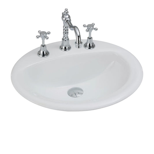 CRYSTAL Drop In Basin 530 x 445 x 195mm White 3TH