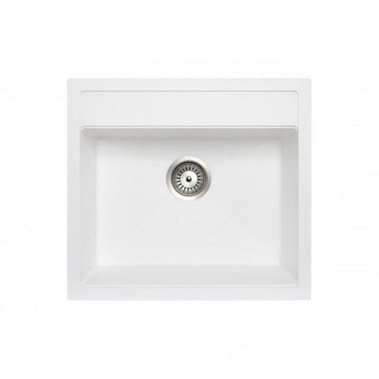 Carysil Waltz White Single Bowl Granite Kitchen Sink 560*510mm