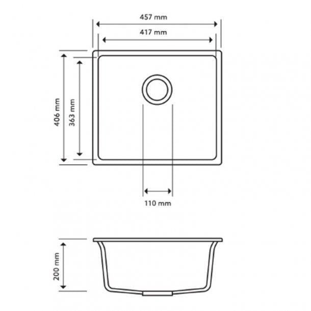 Carysi Magic Salsa Black Single Bowl Granite Kitchen Sink 457*406mm