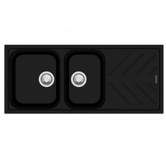 New Beethoven D200 Nera Black 1 and 3/4 Bowl Granite Kitchen Sink 1160*500mm