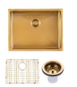 304 Stainless Steel Gold Hand-made Single Bowl Kitchen Sink(Round Edges)600*450*300mm