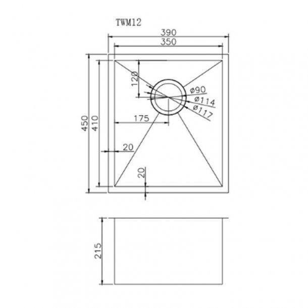 304 Stainless Steel Hand-made Single Bowl Kitchen Sink(Round Edges) 390*450*215mm
