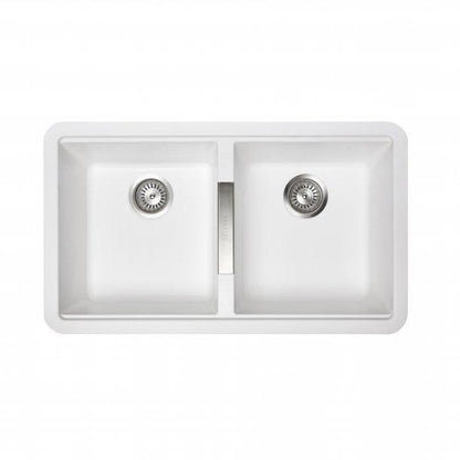 Carysil CG2B White Double Bowl Granite Kitchen Sink 824*481*241mm