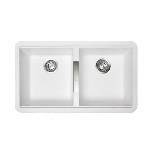 Carysil CG2B White Double Bowl Granite Kitchen Sink 824*481*241mm
