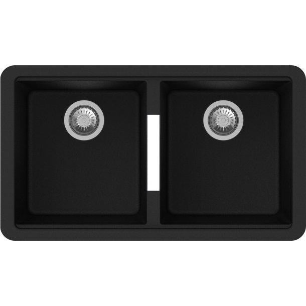 Carysil CG2B Black Double Bowl Granite Kitchen Sink 824*481*241mm