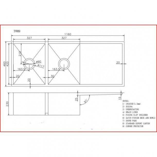 304 Stainless Steel Hand-made Single Bowl Kitchen Sink(Round Edges) 510*450*230mm