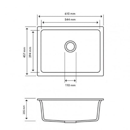 Carysil White Single Big Bowl Granite Kitchen Sink 610*457mm