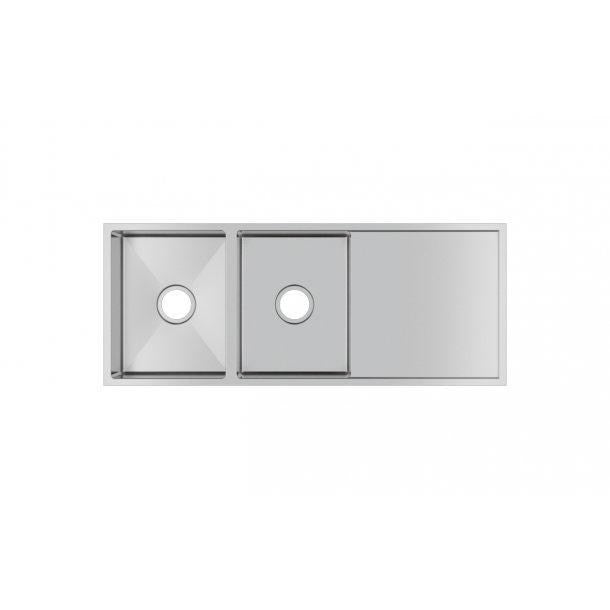 304 Stainless Steel Hand-made Double Bowl Kitchen Sink(Round Edges) 1160*460*230mm(with Drainer)