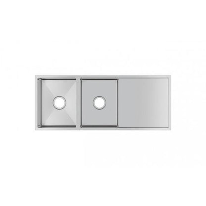 304 Stainless Steel Hand-made Double Bowl Kitchen Sink(Round Edges) 1160*460*230mm(with Drainer)