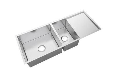 304 Stainless Steel Hand-made Double Bowl Kitchen Sink(Round Edges) 1160*460*230mm(with Drainer)