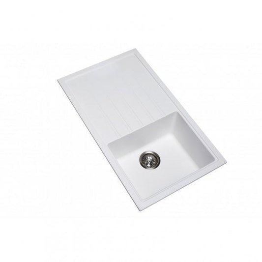 Carysil Vivaldi White Single Bowl with Drainer Granite Kitchen Sink 860*500mm