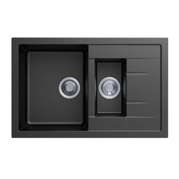 Carysil Mozzard Black 1 and 1/4 Granite Kitchen Sink 780*500mm