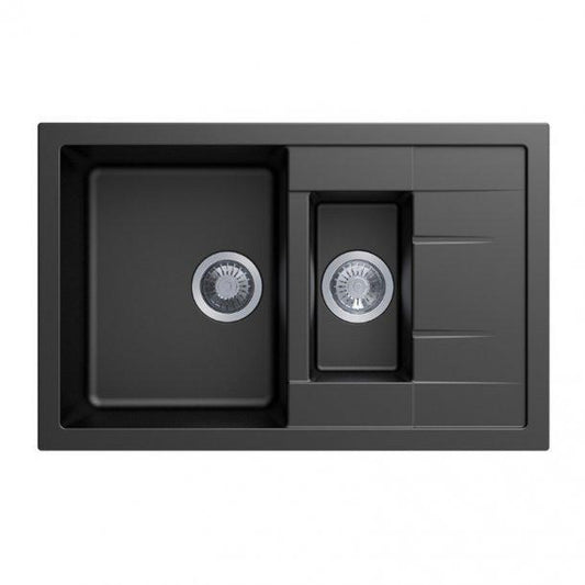 Carysil Mozzard Black 1 and 1/4 Granite Kitchen Sink 780*500mm