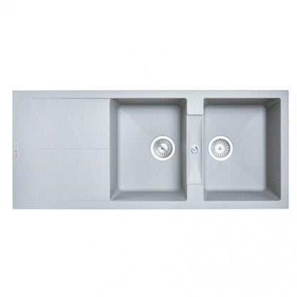 Carysil Jazz Concrete Grey Double Bowl with Drainer Granite Kitchen Sink 1150*500mm