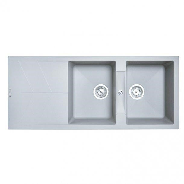 Carysil Jazz Concrete Grey Double Bowl with Drainer Granite Kitchen Sink 1150*500mm