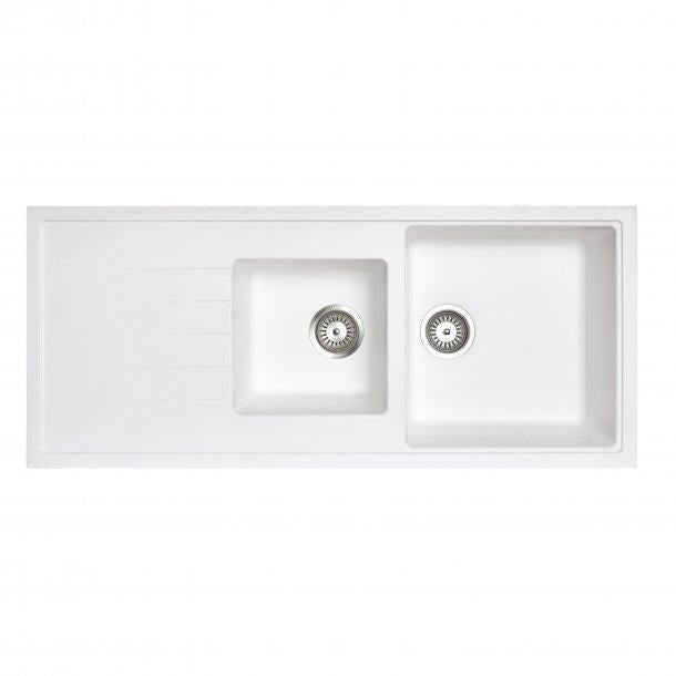 Carysil Vivaldi White 1 and 1/2 Bowl Granite Kitchen Sink 1160*500mm