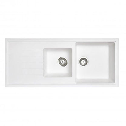 Carysil Vivaldi White 1 and 1/2 Bowl Granite Kitchen Sink 1160*500mm