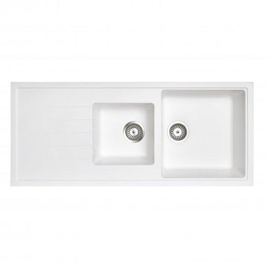 Carysil Vivaldi White 1 and 1/2 Bowl Granite Kitchen Sink 1160*500mm
